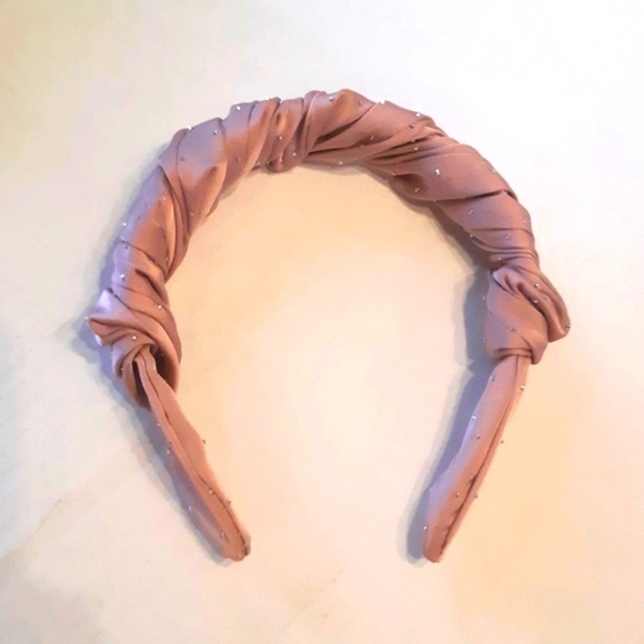 Pinkblush jeweled headband sparkling scrunched twisted material hair accessorie - Picture 5 of 9